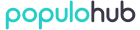 Populo hub logo on a black background.