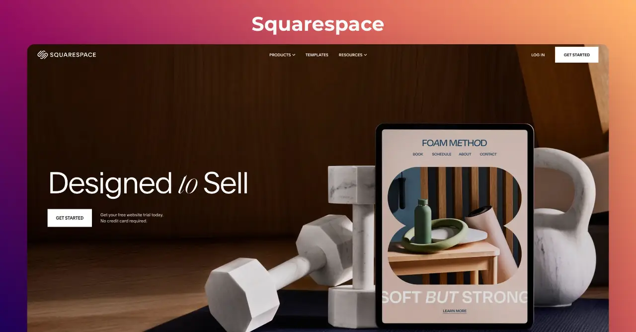 Squarespace is a website that sells various items.